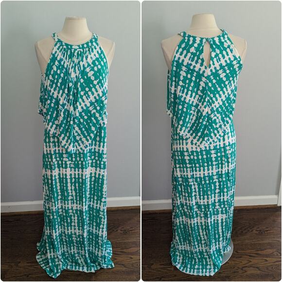 Chico's Dresses & Skirts - Women's Chico Maxi Dress Turquoise Watercolor Size 1 = 8 Medium